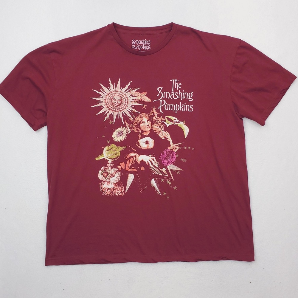 Smashing Pumpkins Shirt Mens 3XL Red Mellon Collie World Tour Band Tee Graphic
